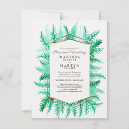 Strömning av bröllop i Winter evergreen art grönt Inbjudningar