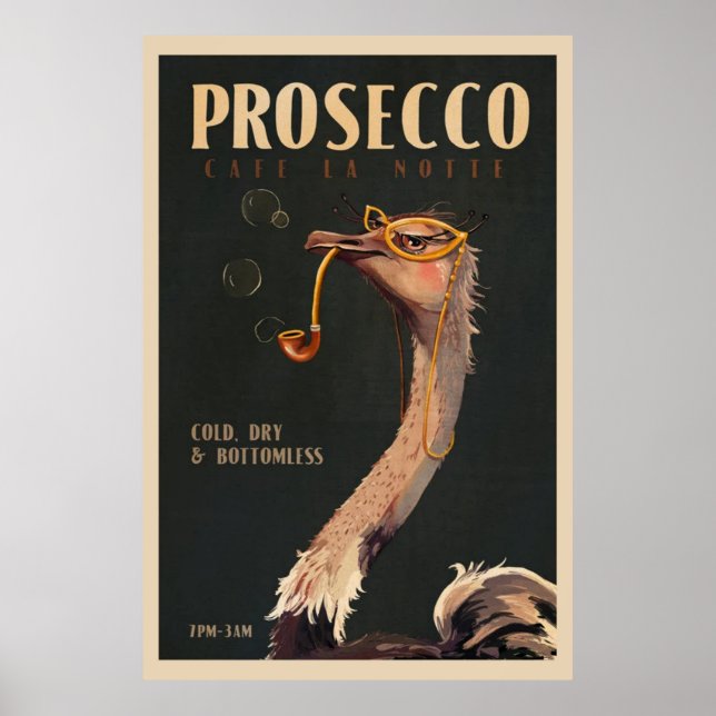 Strömrökning Poster en pipa Prosecco (Framsidan)