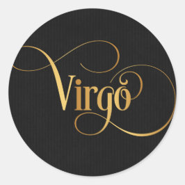 Strömskript Zodiac Signera Våg Guld på svart Runt Klistermärke