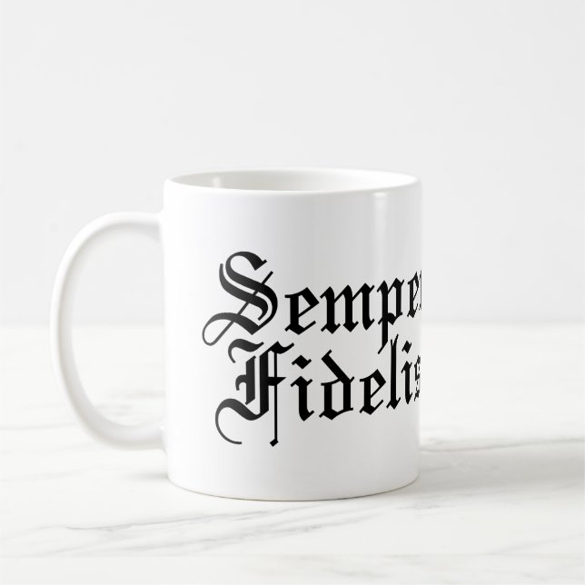 Strömsparare Fidelis - Alltid fathful - latinska f Kaffemugg (Vänster)
