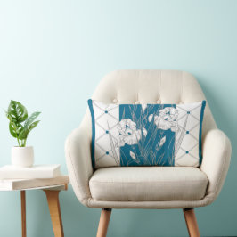 Strömsparläge Easy Iris Teal Grått White Lumbarkudde
