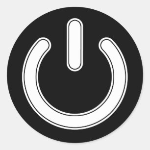 Strömsymbol (svartvitt) runt klistermärke