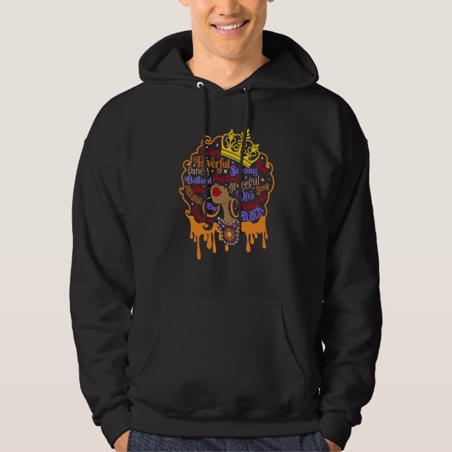 Strong African Queen for Women Proud Black History Hoodie (Framsida)