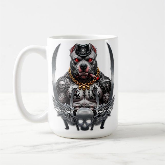 Strong and brave pit bull kaffemugg (Vänster)
