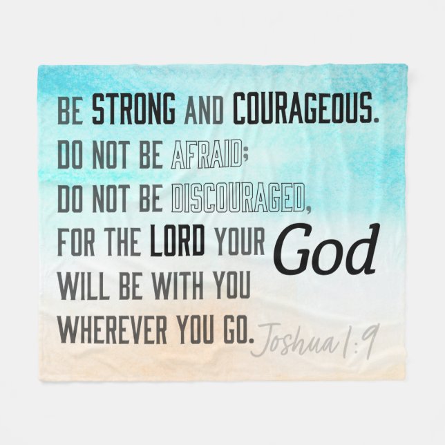 Strong and Courageous Joshua 1:9 Bible Fleecefilt (Framsidan (Horisontell))