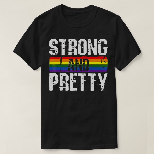 Strong And Pretty Gay Pride Gym Lifting Workout LG T Shirt (Design framsida)