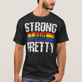Strong And Pretty Gay Pride Gym Lifting Workout LG T Shirt