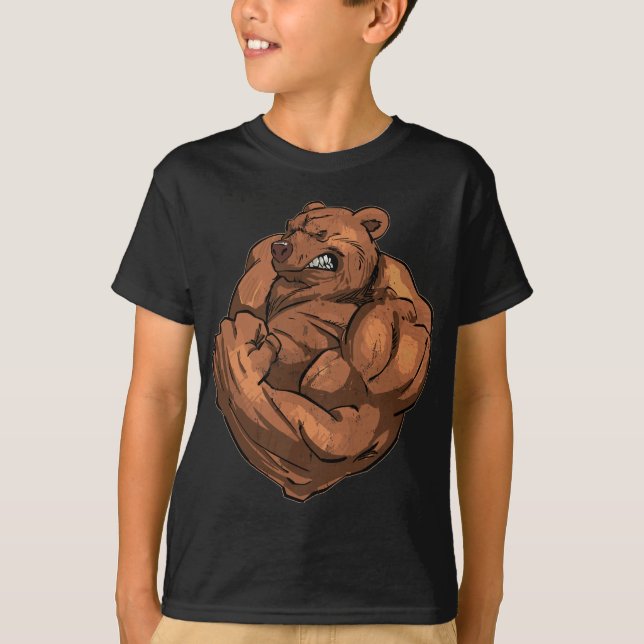 Strong Bear with muscles, Gym T Shirt (Framsida)