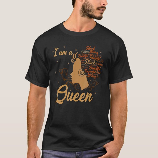 Strong Black I'm a Queen African American Afro BLM T Shirt (Framsida)