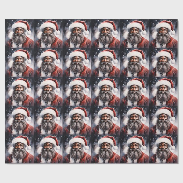 Strong Black Santa Melanin Chrismas Claus Men  Presentpapper (Platt)