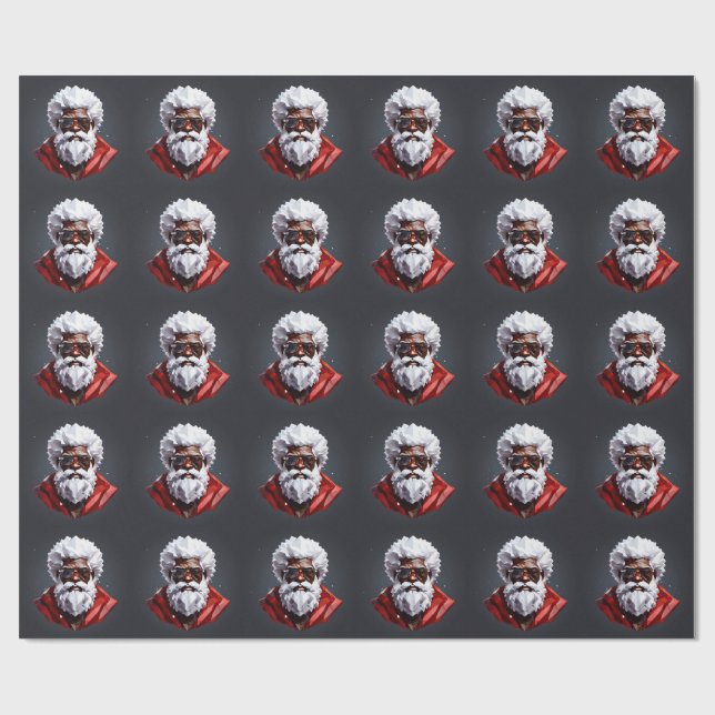 Strong Black Santa Melanin Chrismas Claus Men  Presentpapper (Platt)