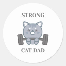 Strong Cat Dad Runt Klistermärke