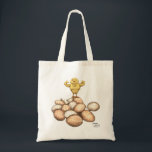 Strong Chick Bag Tygkasse<br><div class="desc">Add a touch of playful charm to your everyday errands with this tote bag featuring an original illustration of a cheerful little chick standing proudly on a pile of eggs. The warm, painterly style and expressive character bring a sense of humor and personality to the design, making it both eye-catching...</div>