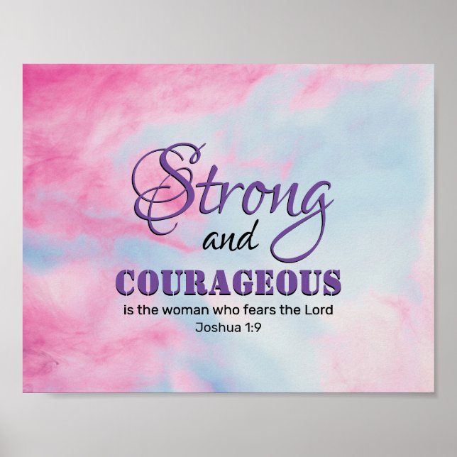 STRONG COURAGEOUS WOMAN Inspirational Christian Poster (Framsidan)