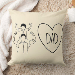 Strong Dad Shoulder Ride Heart Outline Kudde