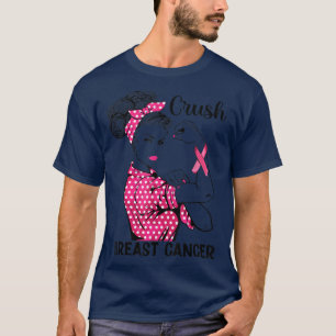 Strong Girl Ribbon Crush Breast Cancer Medveten T Shirt