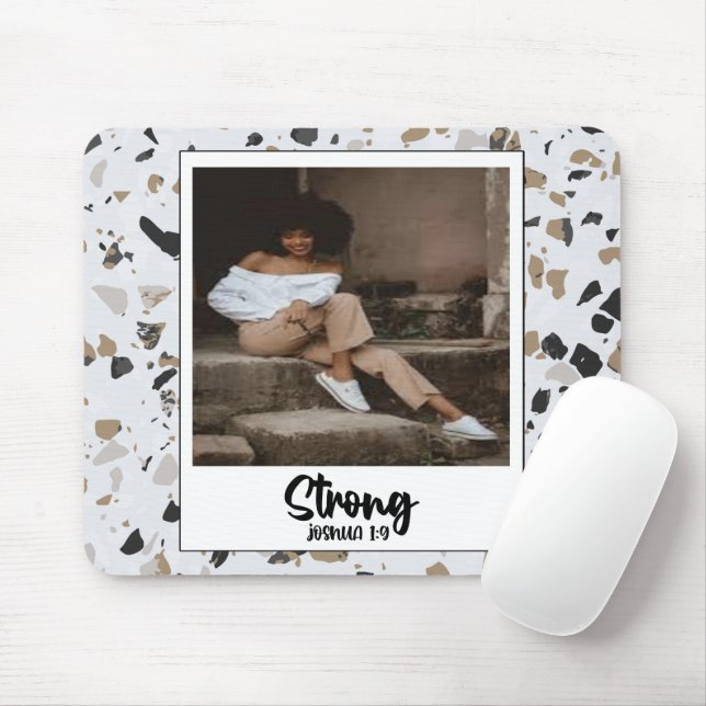 Strong Joshua 1:9 Terrazzo Mönster Mouse Pad Musmatta (Med mus)