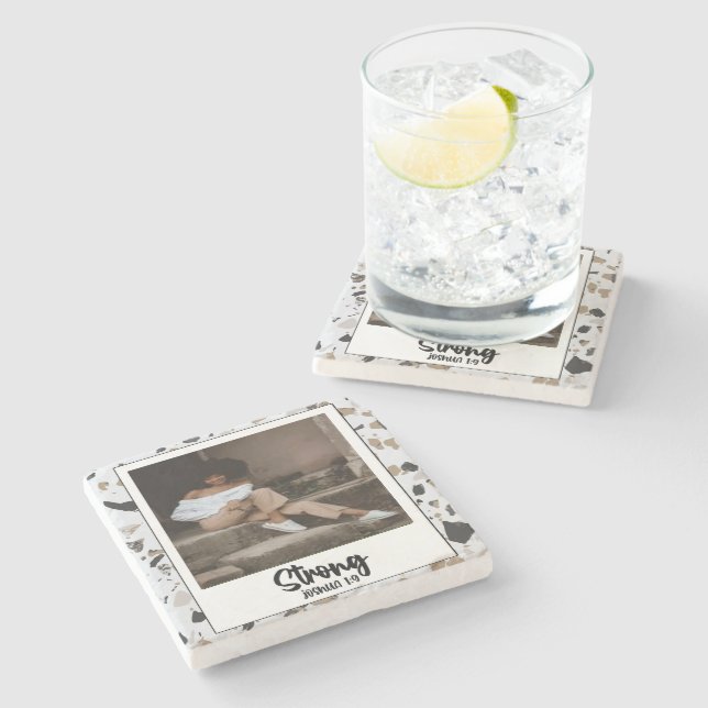 Strong Joshua 1:9 Terrazzo Mönster Stone Underlägg (Sidan)