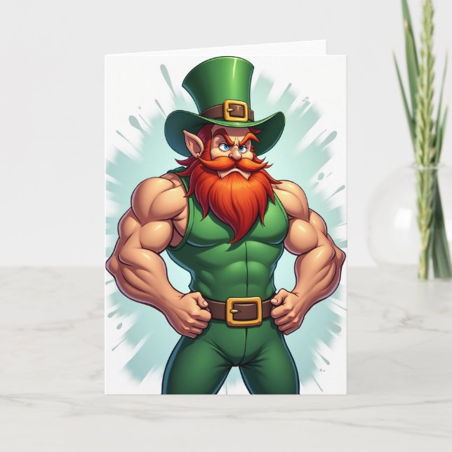Strong Leprechaun Awesome Card Kort (Framsida)