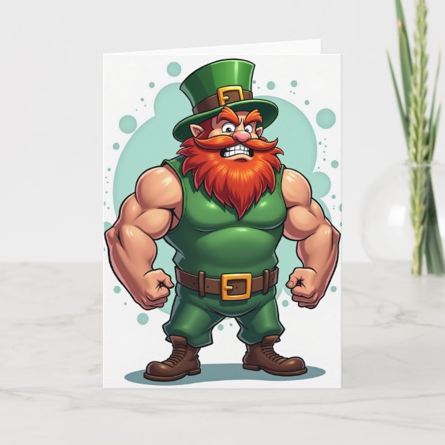 Strong Leprechaun Portrait Card Kort (Framsida)