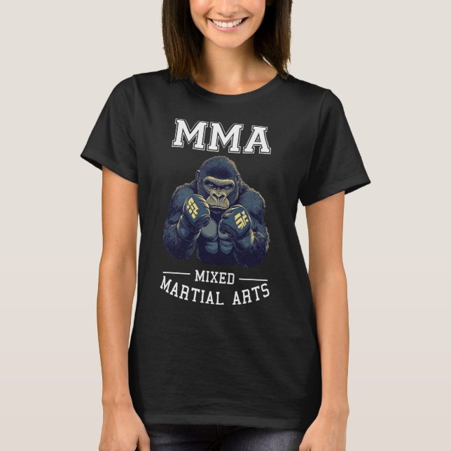 Strong Mma Gorilla - Thai Boxing Cage Fighting T Shirt (Framsida)