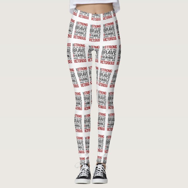Strong Modig Humble Victorious Yoga Gym Leggings (Framsida)