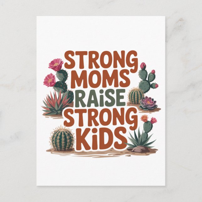 Strong Moms Raise Strong Kids Vykort (Framsida)