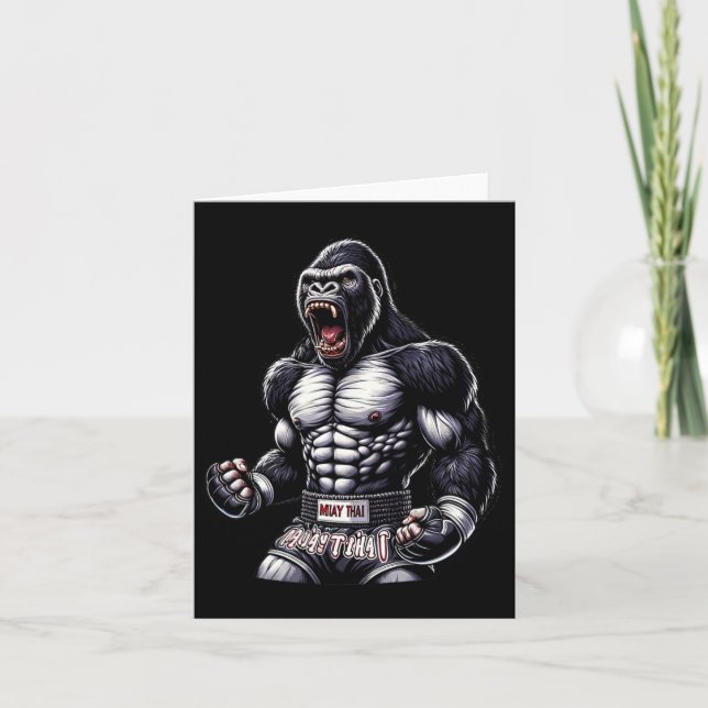 Strong Muay Thai Gorilla - Thai Boxing and Fightin Kort (Framsida)