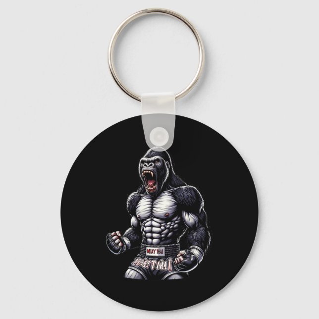 Strong Muay Thai Gorilla - Thai Boxing and Fightin Nyckelring (Framsida)