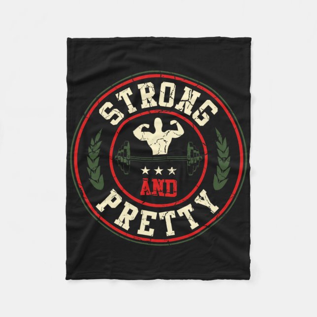 Strong och Söt Gym Workout Bodybuilding Barbell Fleecefilt (Framsidan)