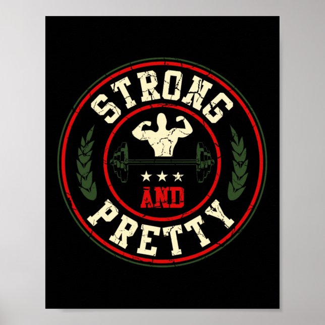 Strong och Söt Gym Workout Bodybuilding Barbell Poster (Framsidan)