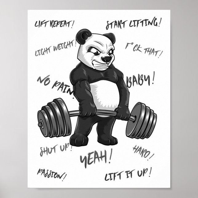 Strong Panda Deadlift Shirt Man Bodybuilding der B Poster (Framsidan)