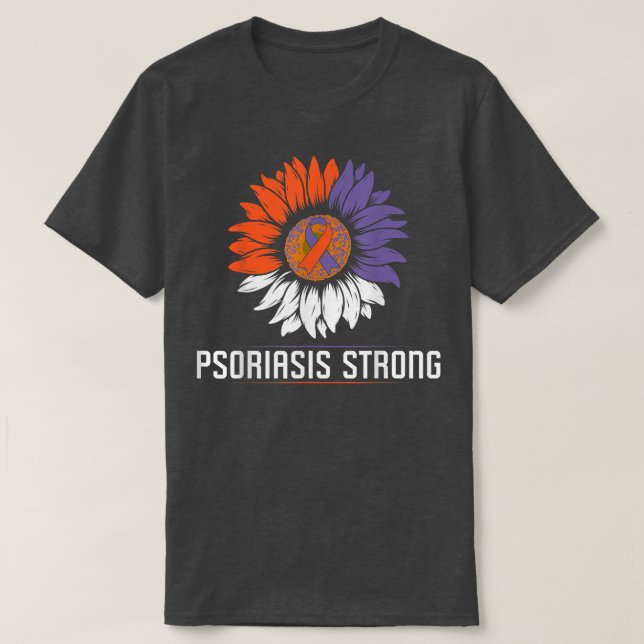 Strong Psoriasis Warrior Ribbon Support Psoriasis T Shirt (Design framsida)