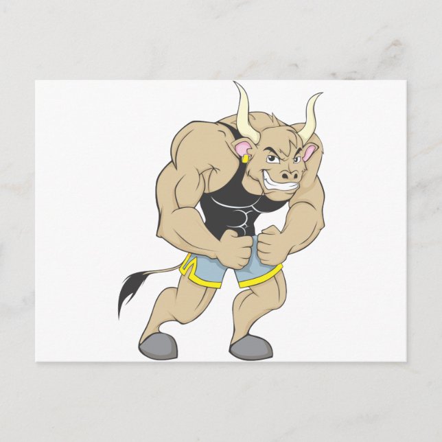 Strong Shirt | Cute Muscular Strong Ox Shirt Vykort (Framsida)