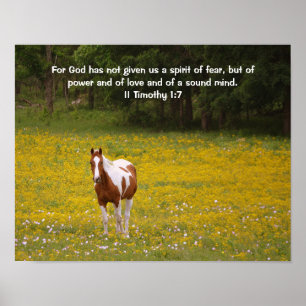 Strong Sweet Horse and Scripture 2 Timothy 1:7 Poster