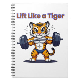 **Strong Tiger – Cute Tiger Lifting Weights Illust Anteckningsbok