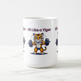 **Strong Tiger – Cute Tiger Lifting Weights Illust Kaffemugg