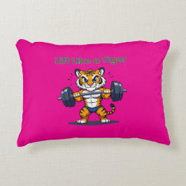 **Strong Tiger – Cute Tiger Lifting Weights Illust Prydnadskudde