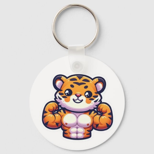 Strong Tiger Tattoo Magnet – Bold Animal Design Nyckelring (Framsida)