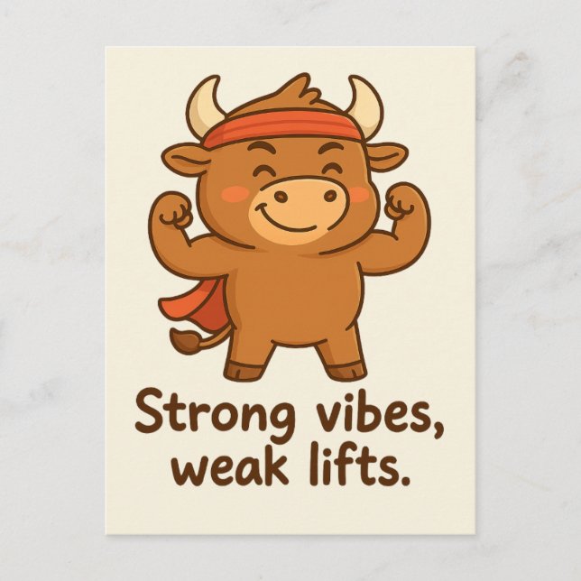 Strong Vibes, Weak Hiss - Funny Bullio Gym Postca Vykort (Framsida)