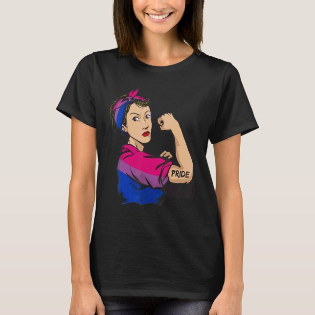 Strong woman BIsexual Pride LGBT Mom T Shirt (Framsida)