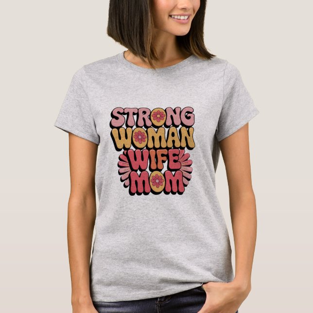 Strong Woman Maka Mamma Retro Blommigt Typografi T Shirt (Framsida)