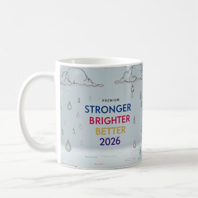 Stronger Brighter Better 2026 | Surreal Sketch Art Kaffemugg (Vänster)