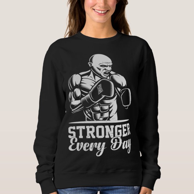 Stronger Every Day Exercise Fitness Workout Weight T Shirt (Framsida)