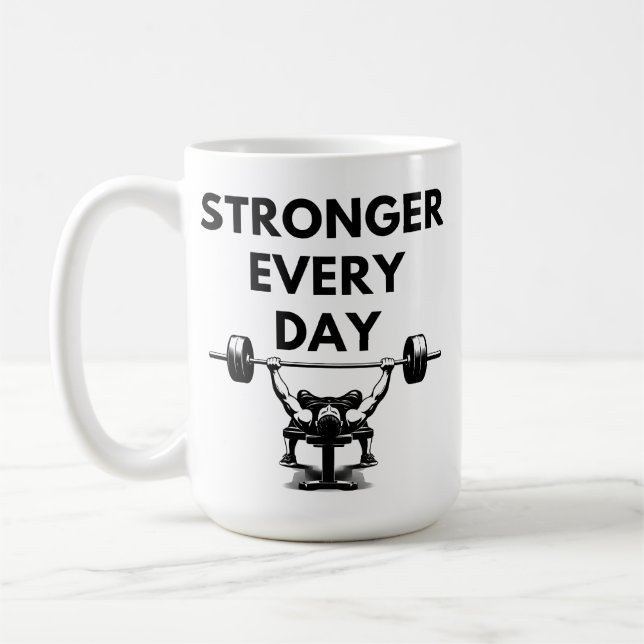 STRONGER EVERY DAY Mug Gym Motivation Kaffemugg (Vänster)
