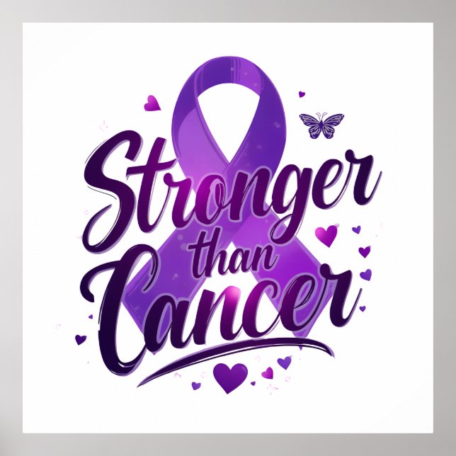 Stronger Than Cancer Inspirational Poster – Purple (Framsidan)
