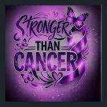 Stronger Than Cancer Inspirational Poster – Purple<br><div class="desc">Stronger Than Cancer Inspirational Poster – Purple Ribbon Awareness Wall Art A powerful inspirational poster designed to celebrate strength, courage, and hope in the fight against cancer. Featuring bold typography and the symbolic purple awareness ribbon, this design reminds every warrior and survivor that they are stronger than cancer. Perfect for...</div>