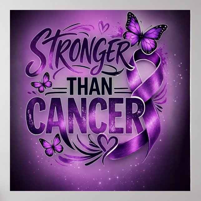 Stronger Than Cancer Inspirational Poster – Purple (Framsidan)