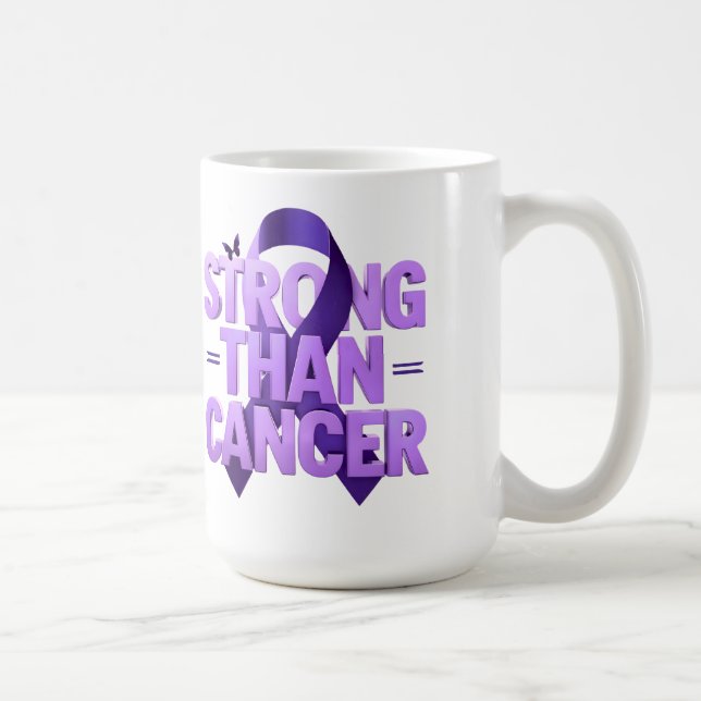 Stronger Than Cancer Mug | Cancer Awareness Coffee Kaffemugg (Höger)