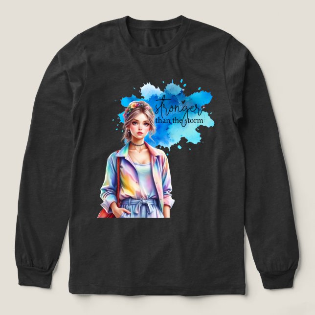 Stronger Than the Storm Inspirational Graphic T Shirt (Design framsida)